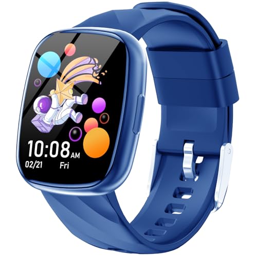 Smart Watch for Kids Fitness Activity Tracker for Boys Girls, Waterproof, Puzzle Games, Alarm Music, Sport Mode, Heart Rate, Sleep, Pedometer, Children Smartwatch Birthday Gift for Teens, Blue