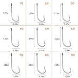 Fishing Hooks Saltwater Fishing J Hooks, 120pcs Long Shank Fishing Hooks O'Shaughnessy Forged Hooks Set Stainless Steel Trolling Fish Hooks for Saltwater Freshwater Fishing