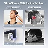 Mu6 Open-Ear Headphones Air Conduction Wireless Bluetooth Earphones for Cycling Workouts Running - 120° Adjustable Lightweight Painless Wearing -Bone Conduction Headphones Alternatives