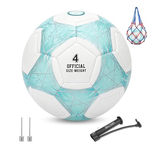 STEEFAN Pink/Blue/Teal Soccer Ball Size 4 for Kids Outdoor Play,Color Change Soccer Official Ball with Needles and Air Pump,Gift Idea for Kid Teen Boy Girl Junior Women,Indoor Outdoor Game Soccer Ball