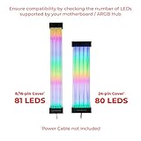 TECWARE Flex RGB, PSU Extension Cable Cover Kit, Light Up LED Strip Set for GPU and Motherboard PC Cables, 5V 3 Pin ARGB Sync, Compatible with 8-Pin, 16-Pin, 24-Pin, Black