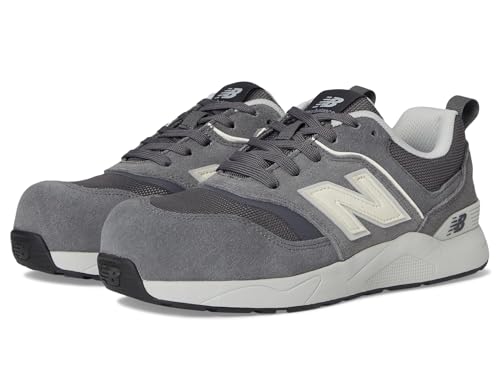 New Balance Men's Elite Lite Electrical Hazard Medium Composite Toe, Industrial Work Shoe Lightweight & Slip Resistant, Grey White, 10