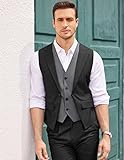 COOFANDY Men's Layered Suit Vest Business Dress Vests Formal Wedding Waistcoat Slim Fit