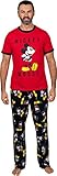 Disney Men's Classic Mickey Mouse Pajama Tee and Lounge Pant Set, Red/Black Mickey, Size Large