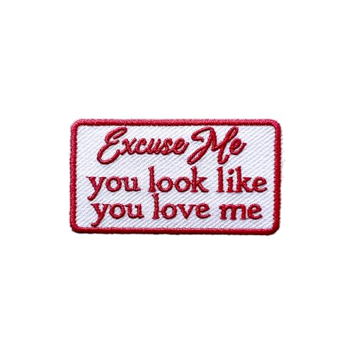 AKIKOPATCH Excuse Me You Look Like You Love Me Patches, Size 3" Funny Sew Patches for Clothes Backpack Hats Jeans Bags, Pinky Trendy Embroidered Patches, Iron On Fabric Patches DIY Gift for Girl Women