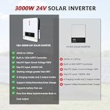 Y&H 3600W Solar Inverter 24VDC to 110V/120VAC Pure Sine Wave Hybrid Inverter With120A Mppt Solar Controller,Two AC Output, Max PV Power 4200W Input, for Lead Acid Lithium Battery or batteryless mode