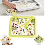 304 stainless steel ice stir fry tray,Small non plug in ice cream machine,DIY Mini Ice Cream Plate Maker Sweet,Instant Cold Plate with 2 Shovel