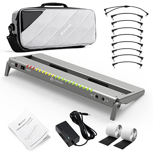 Vangoa Guitar Pedal Board with Built-in Isolated Power Supply, VPPD-S Aluminum Small Portable Folding Powered Guitar Pedalboard with Carry Bag, 2.8lb, Gray