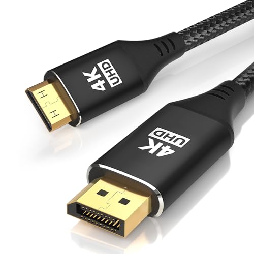 KELink DisplayPort to Mini HDMI 3M,DP to Mini HDMI Male Video UHD 1440P/2K@120Hz,4K@30 Nylon DP to Mini HDMI Uni-Directional Cord for Dell, Desktop, AMD, NVIDIA, Lenovo, HP, ThinkPad., 10 Feet