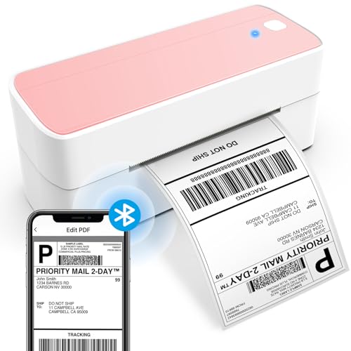 ASprink Bluetooth Thermal Label Printer - 241BT Wireless Shipping Label Printer for Small Business & Packages, Pink Thermal Label Printer Shipping Label Maker, Compatible with iPhone, USPS, Amazon