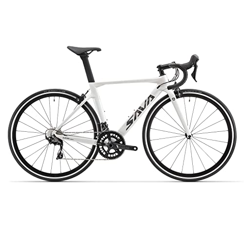 SAVADECK Carbon Road Bike, Windwar5.0 Carbon Fiber Frame 700C 25C Tire Racing Bicycle with Shimano 105 22 Speed Groupset Ultra-Light Bicycle for Men/Women.(White 54cm)