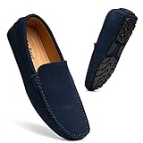 Go Tour Mens Handmade Suede Leather Casual Loafers Shoes Blue 8.5/42