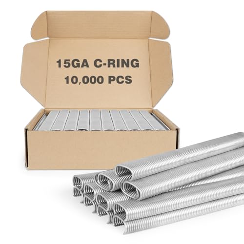 SC7 15 Gauge 3/4'' Inner Crown 15/16" Outside Crown Galvanized C Ring Staples 10,000 PCS/Box, C-Rings for Hog Ring Gun C Ring Pliers