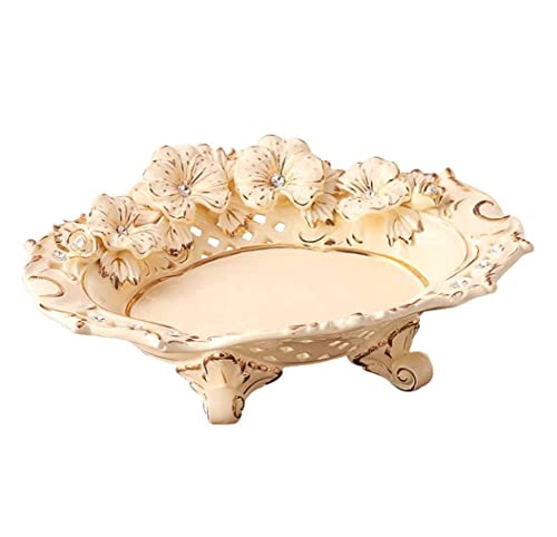 HYUWANGYU Fruit Basket Decorative Fruits and Veggie Storage Holder for Counters Kitchen Countertop Table Centerpiece Luxury European Ceramic Fruit Plate Living Room Decoration