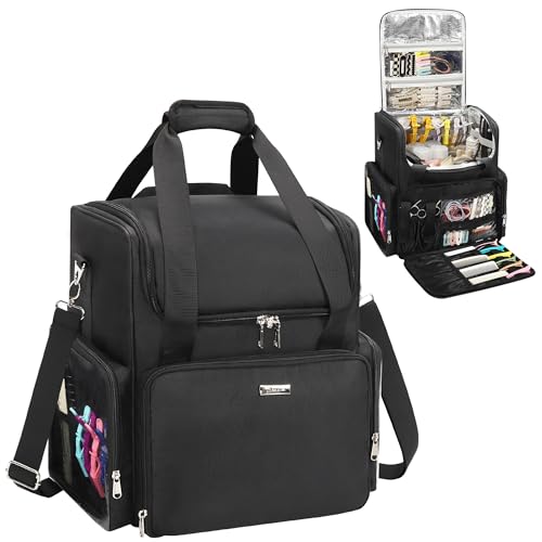 Relavel Hair Tools Travel Bag Hairstylist Traveling Bag Hairdresser Cosmetology Bag Storage Organizer Case for Hair Stylist Essentials, Barber Accessories with Adjustable Dividers and Shoulder Strap