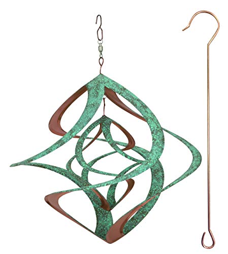 Red Carpet Studios 91061 14-Inch Cosmix Helix Wind Spinner, Deluxe with Hanger Patina & Copper Finish