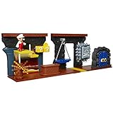 SUPER MARIO World of Nintendo Super Mario Dungeon Deluxe Play Set,Includes: 2.5” Fire Mario Figure&7 Interactive Environmentpiece Moving Platforms & Thwomp,Spinning Fire Balls,Hidden Coin,Swing&Door