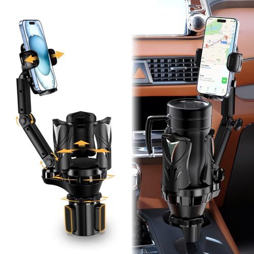 Phone Holders for Your Car, Adjustable Car Cup Holder Expander with Rubber Grip, Secure Hold, Multi-Scenario Use for Drivers, Commuters & Road Trips, Universal Fit for Up to 5.31'' Drinks/Mugs/Foods