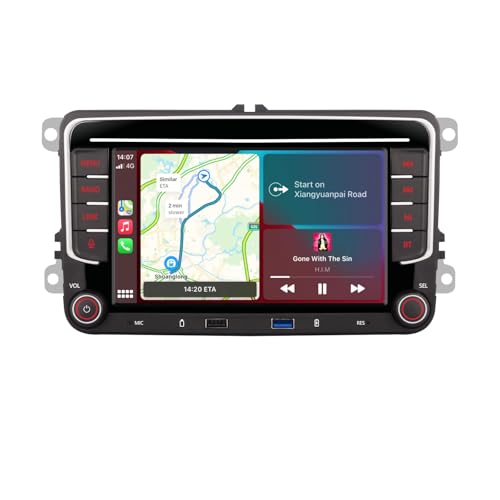 [Upgrade] YZKONG Car Stereo Compatible for VW Passat Golf MK5 Jetta Caddy EOS Tiguan with Wireless Carplay Android Auto IPS Touch Screen Car Radio, AM/FM Radio, BT, Dual USB Port