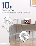 Surge Protector Power Strip - 10 FT Extension Cord, Power Strip with 12 Widely AC Outlet 3 USB, Flat Plug, Wall Mount Overload Protection, 1050J, Desk Charging Station for Home Office, ETL Listed