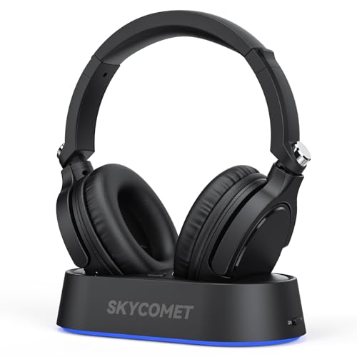Wireless Headphones for TV Watching, TV Headphones Wireless for Seniors with Transmitter Charging Base, 65hrs Bluetooth Headset Compatible with All TVs, No Audio Delay, Gift for the Elderly/Parents