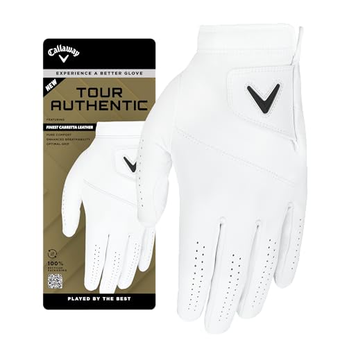 Callaway Golf Tour Authentic Glove (Standard, Large, White, Worn on Left Hand)