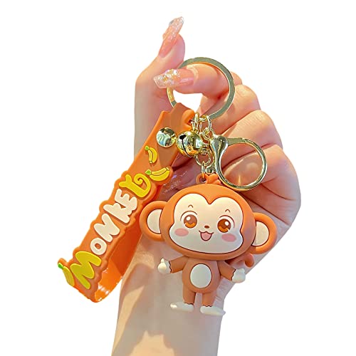 TOU-BEGUIN Charms Keychain, Cute Kawaii Happy Monkey Design Decoration Keychain, Fashion Cartoon Handbag Keys Ring PVC Accessories for Kids Boys Girls Women