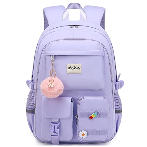 abshoo Big Student Laptop Backpack For College Women Middle High School Teen Girls Bookbag Travel Daypack (Purple)