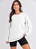 ANRABESS Womens Oversized Sweatshirt Crewneck Long Sleeve Tunic Pollover Shirt Side Zipper Hoodie Sweater 2025 Spring Clothes White X-Large