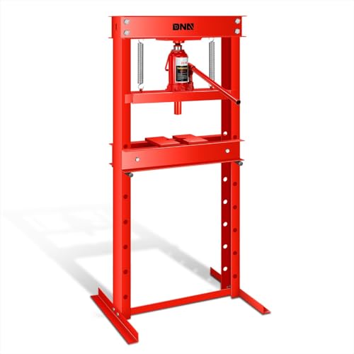 DNA MOTORING Hydraulic 20 Ton Heavy Duty H-Frame Garage Floor Adjustable Shop Press with Plates for Bending, Straightening, Installing Bearings & U-Joints, 44000 lbs, TOOLS-00685