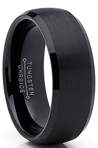 Metal Masters Co. Black Tungsten Carbide Dome Engagement Ring Wedding Band Comfort Fit 8mm 9