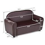 Costzon Kids Couch, 2 in 1 Double Seat Children's Sofa w/Under Seat Storage, PU Leather Surface, Toddler Armrest Chair, Kids Room, Soft Kids Sofa with Storage for Preschool Baby Boys Girls Gifts