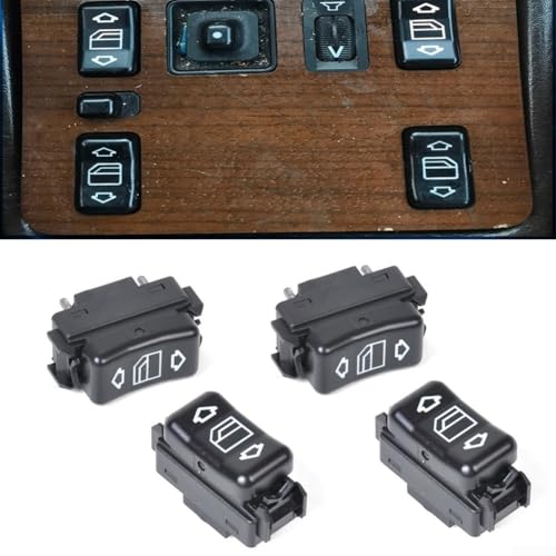 4Pcs Console Power Glass Switch, Car Window Switch Control Power Window Lift Switch for Mercedes W124 W126 W201 1248204510,1248204610(2RIGHT + 2LEFT)