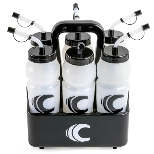 Cannon Sports 1 Liter Sports Water Bottle, BPA-Free, 34 Oz Capacity, Large Mouth, 2 lids (Straw and Squeeze) with Carrier, Great For Helmet Sports Such As Hockey, Lacrosse, Football, Boxing (Clear)