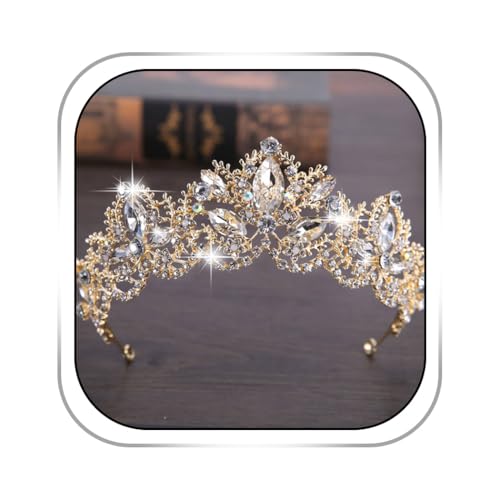 Haomye Baroque Wedding Crowns Queen Crystal Crown Butterfly Flower Tiaras Hair Jewelry Bridal Hair Accessories for Women and Girls (Glitter)