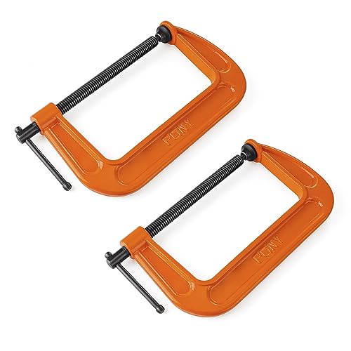 Pony 6-in C-Clamp Set, Clamps for Woodworking,1000lbs Load Limit, 2660 C-Clamp, Ideal for most DIY, Woodworking and Household Clamping Projects-2 Pack