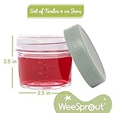 WeeSprout Glass Baby Food Storage Jars w/Lids (4 oz, 12 Pack Set) Snack, Puree, Reusable Small Containers, Breast Milk, Fridge or Freezer, Microwave & Dishwasher Safe, Essential Must Have for Infants