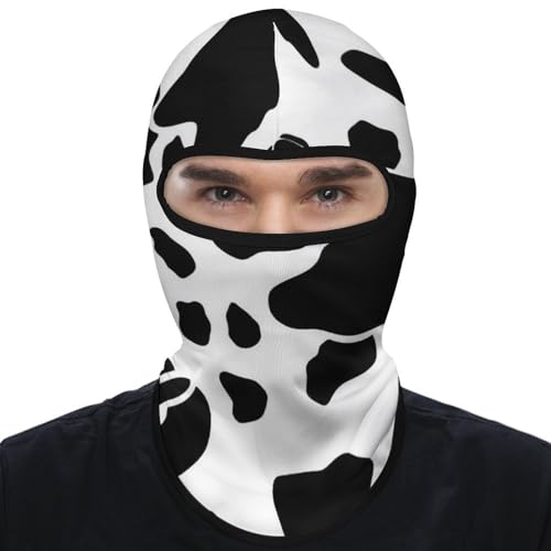 OURTEV Balaclava Mask for Men Ski Mask for Women Black and White Cow Print Full Face Mask Face Cover for Cycling, 1, Style