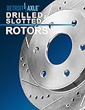 Detroit Axle - 8pc Brake Kit for Ford 2019-2022 Ranger Drilled and Slotted Brake Rotors Ceramic Brakes Pads 2020 2021 Replacement : 12.24" inch Front and 12.13" inch Rear Rotor