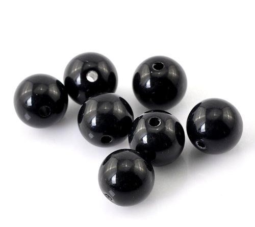 400 Round Black Acrylic Beads 10mm Diameter with 1.8mm Hole
