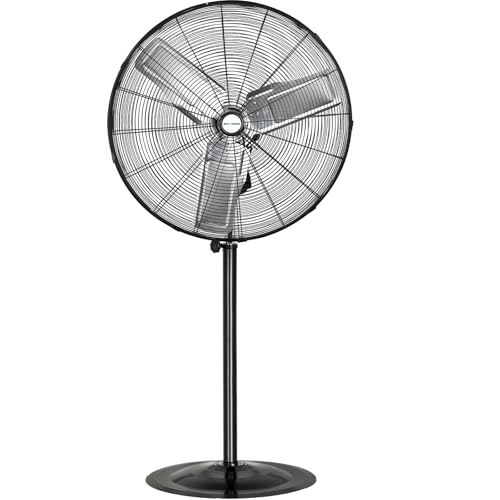 BILT HARD 8900 CFM 30" High-Velocity Industrial Pedestal Fan, 3-Speed Heavy Duty Industrial Standing Fan with Metal Aluminum Blades and Adjustable Height, Idea for Commercial, Shop, and Garage