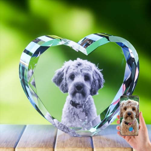 YROAE Custom Crystal Photo, Personalized Dog Memorial Gifts, Crystal Picture Frame, Dog or Cat Remembrance Gifts, Personalized Pet Keepsake