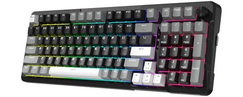 Redragon K742 Wireless Mechanical Gaming Keyboard with Knob, Bluetooth 5.0/2.4GHz/USB C Wired Creamy Keyboard with Number Pad for PC Computer, Hot Swappable RGB Backlits, Custom Linear Switch, Black