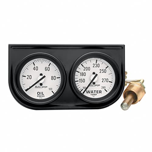AutoMeter Two-Gauge Console 0-100 PSI Oil Press/100-280 °F Water Temp - Black
