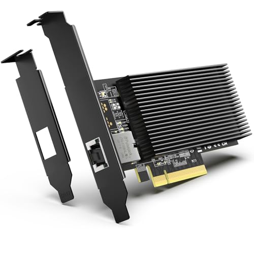 10G PCI-E Network Card Single RJ45 Port, 10G NIC with Intel X540-T1 Conrtoller, VIMIN 10Gb Base-T Ethernet Network Card Compatible with PCI Express X8, X16, Support Windows/Windows Server/Linux/VMware