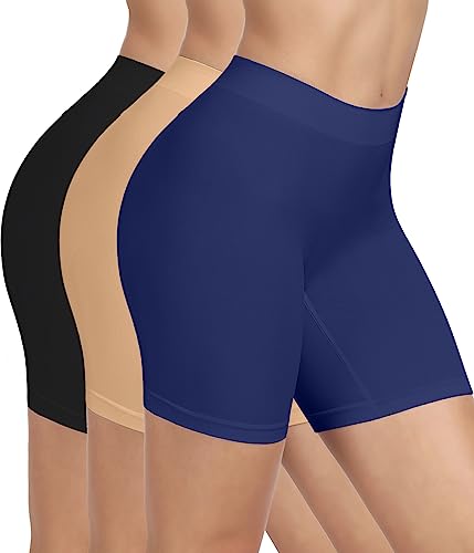 BESTENA 3 Pack Slip Shorts Seamless Smooth Workout Yoga Bike Shorts for Women Under Dresses