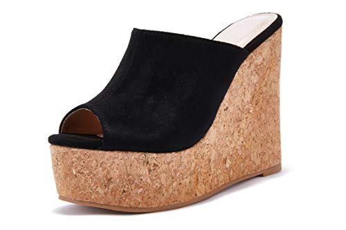 LAICIGO Women’s wedges slippers peep toe platform slide on waterproof summer beach cute dress shoes