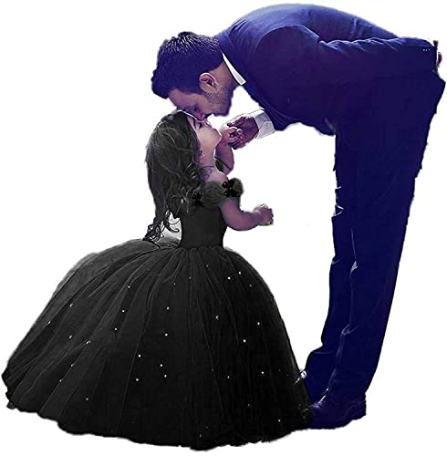 Girls Cinderella Princess Pageant Ball Gowns Kids Tulle Flower Girls Dresses Black 4