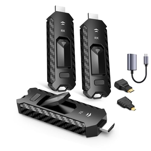 Wireless HDMI PRO- Transmitter and Two Receiver, Portable Multi-TVs Extender Kit, Plug and Play, Heat-Control, 5.8G/2.4G @60Hz 165FT/50M, Wirelessly Stream Video from Laptop to Multiple HDTVs/Monitors