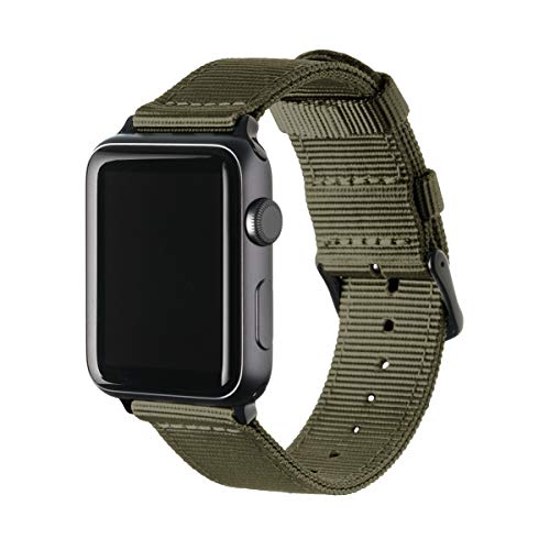 Archer Watch Straps - Premium Nylon Straps for Apple Watch (Olive, Black, 44/45/46/49mm)